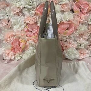 Prada Tan and Gray Nylon Shoulder Bag